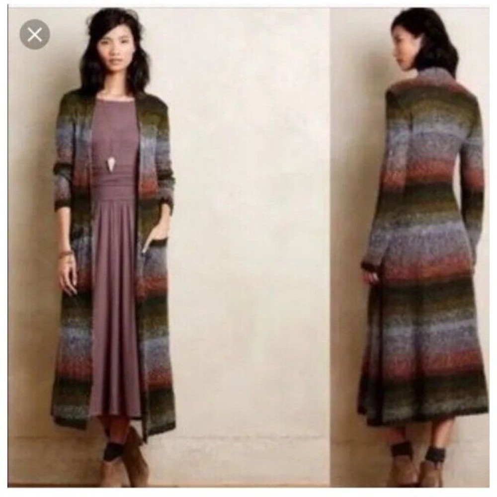 Anthropologie Sleeping On Snow Ombré Aura Cardigan Longline Duster Pockets Sz LP